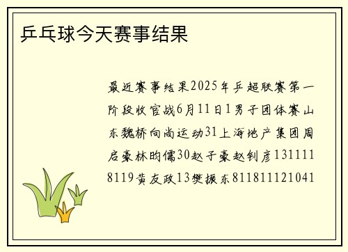 乒乓球今天赛事结果